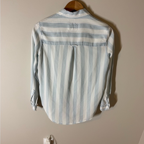 Rails Uni Light Blue and White Striped Lace-Up Blouse XS - Picture 5 of 9